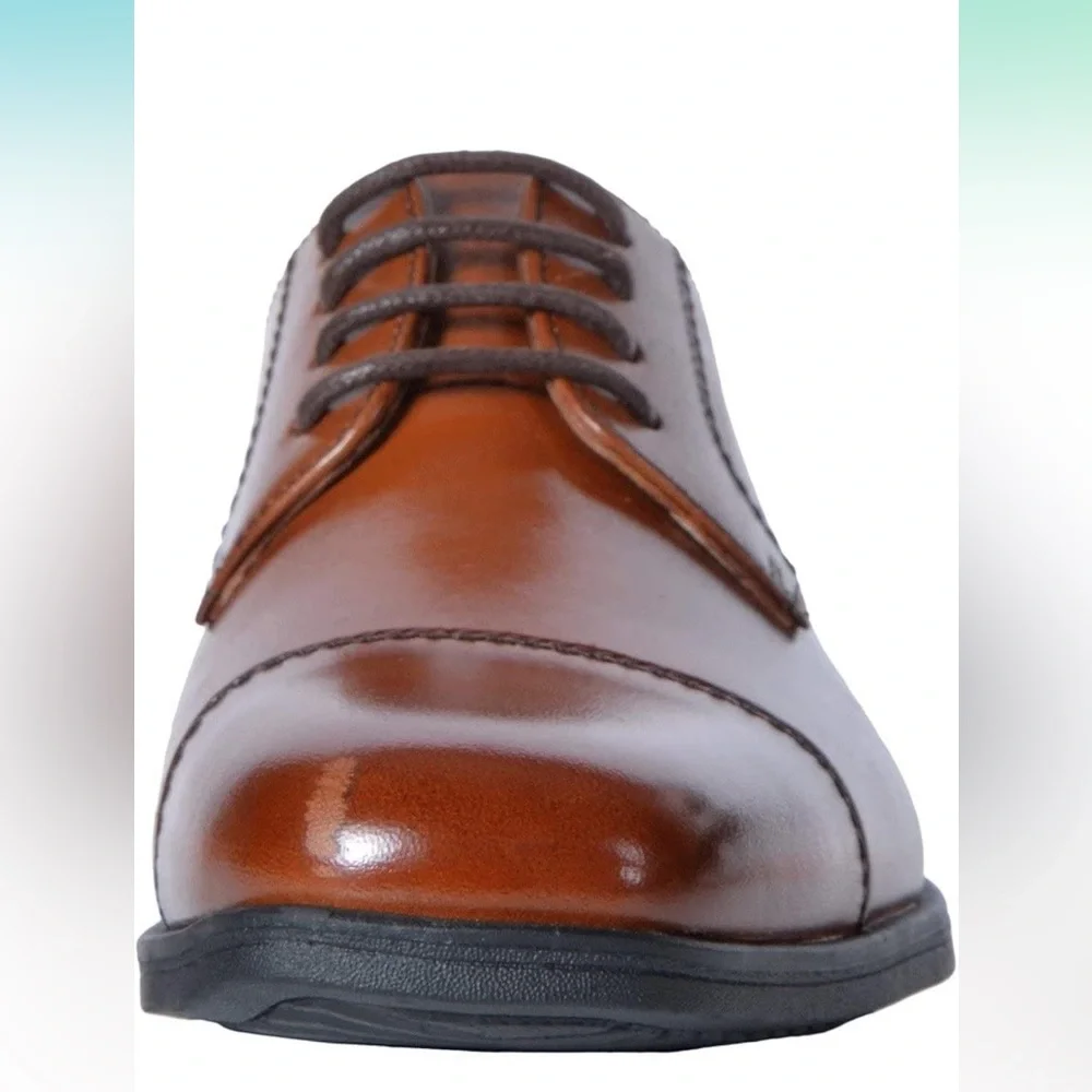Florsheim Kids Reveal Cap Toe Ox, Jr. Toddler Cognac Leather Boys Size 10M